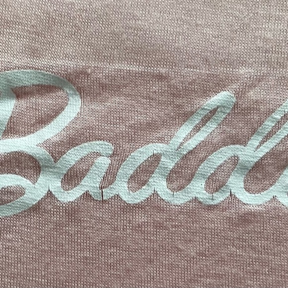 Papaya “Baddie” lettuce edge pink graphic crop top size L Barbiecore boho skater - Picture 12 of 16